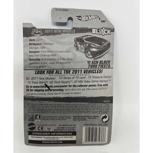Hot Wheels 2011 New Models '11 Ken Block Ford Fiesta in Black - IROC Wheels - Picture 7 of 7